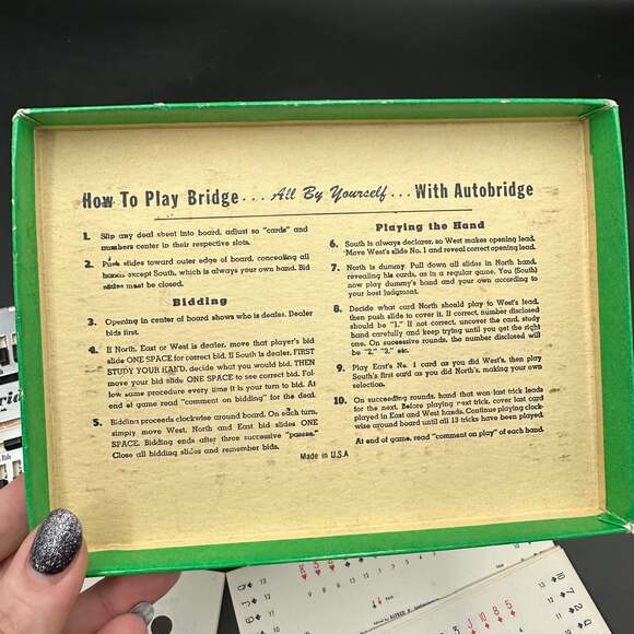 x2 Vintage Auto Bridge 1950s Play Yourself Game Metal Board And Deal Cards - Picture 8 of 10